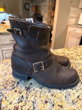 Frye Leather Steel Toe/ Boots with Buckles